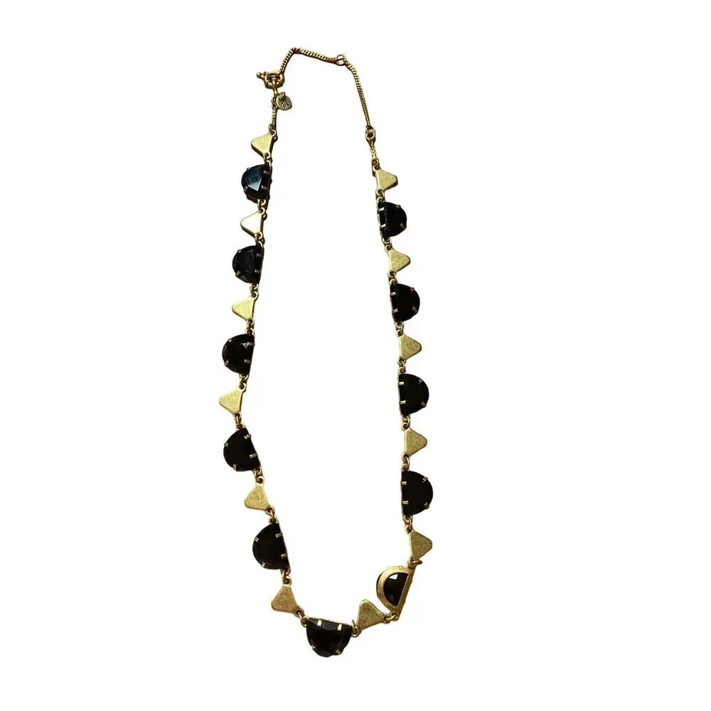 Madewell Woman's Black Gold Triangle Necklace Fashion Jewelry 21" - Picture 2 of 8